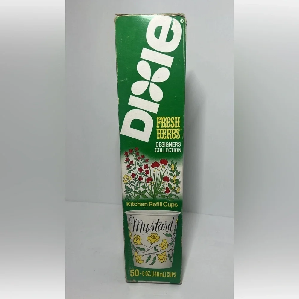 Vintage DIXIE Cups 5oz Refills Fresh Herbs 50 Count Colorful Flowers Bathroom
